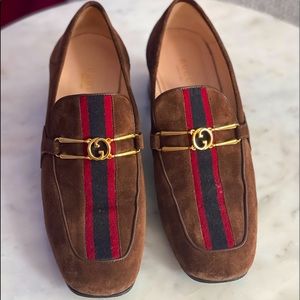 Gucci Brown Suede Leather Loafer Pumps
